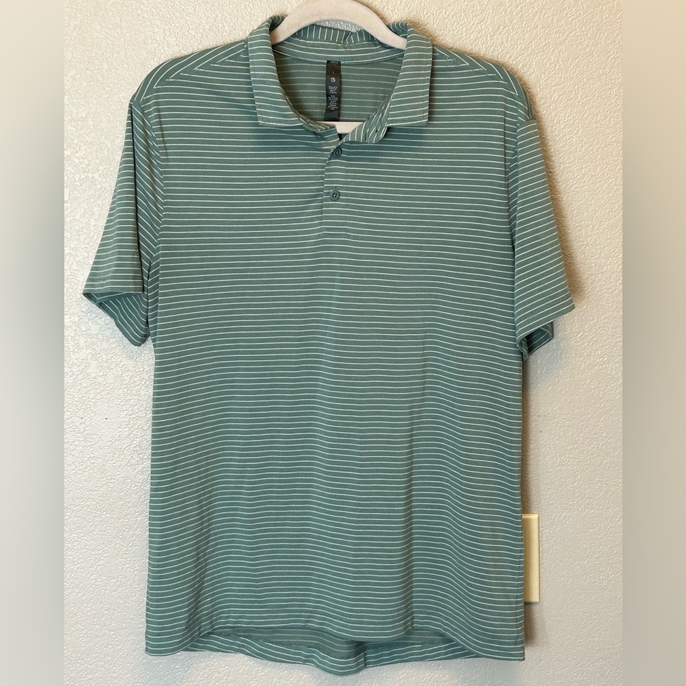 Lululemon Evolution Short Sleeve Polo Agile Stripe Tidewater Teal White Opal L